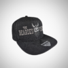 Black snapback cap with black peak featuring The Bearded Viking skull logo embroidery.