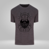 Grey t-shirt with “I Have a Viking Soul” text and Viking warrior image in black vinyl.