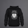 Black hoodie with “I Have a Viking Soul” text and Viking warrior image in white vinyl.