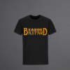 Black t-shirt with bold “Bearded Bastard” vinyl design in Gold.