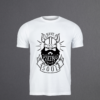 White t-shirt with “I Have a Viking Soul” text and Viking warrior image in black vinyl.