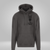 Grey hoodie featuring The Bearded Viking skull logo printed in black vinyl.