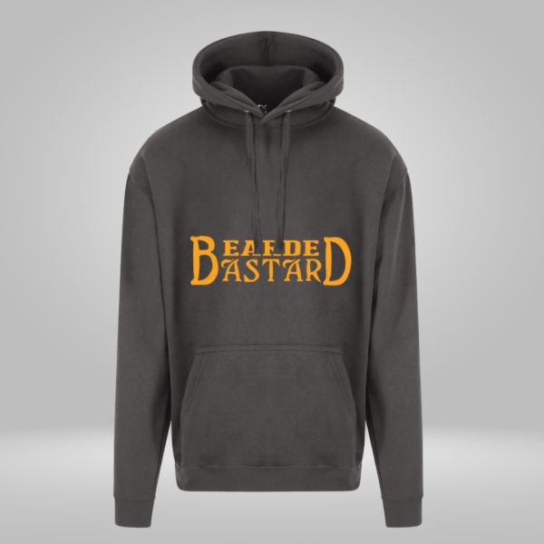 Grey hoodie with “Bearded Bastard” vinyl design in Gold