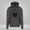 Grey hoodie with “I Have a Viking Soul” text and Viking warrior image in black vinyl.